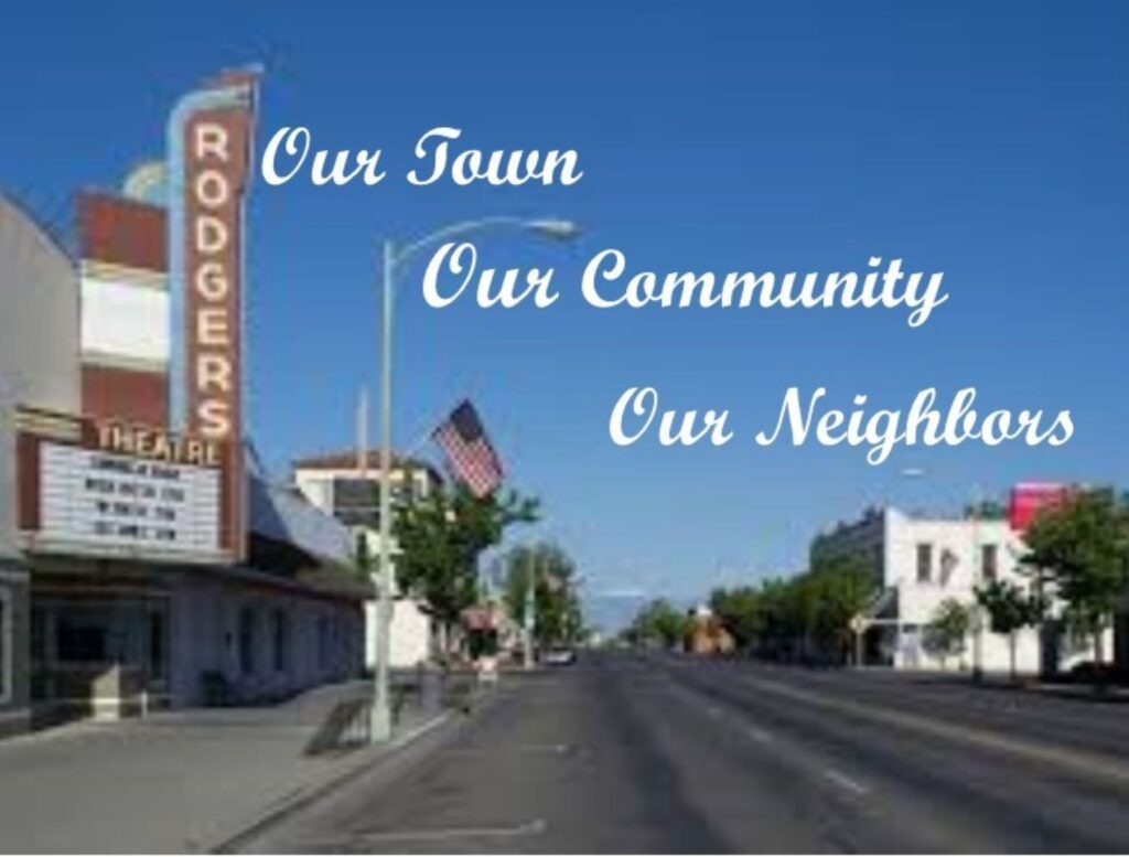 Downtown Corning California showing Rodgers Theater