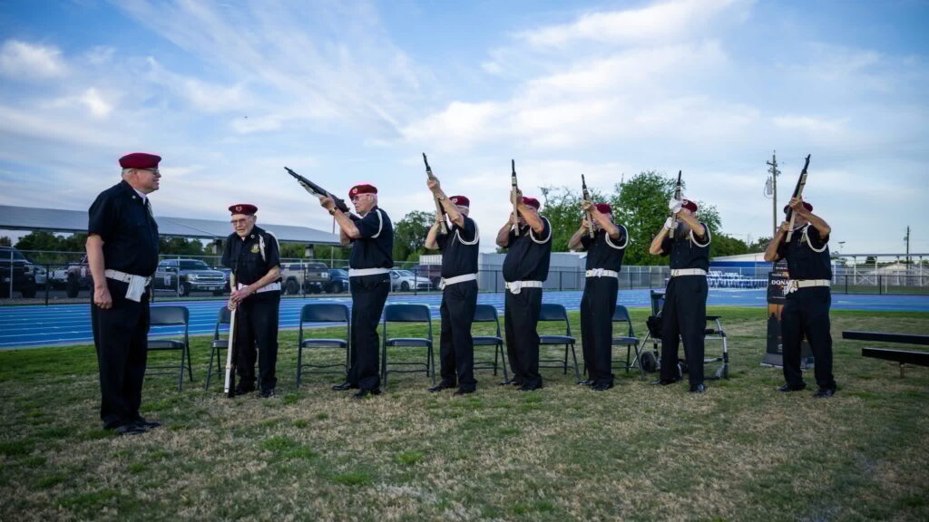 Corning Veterans Honor Guard preparing to fire gun salute at Agent Orange Ceremony at the Wall that Heals Photo by Juan Cortez